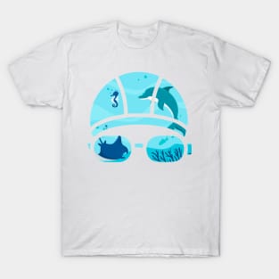 Creative Swimming Cap of Dolphins in the Ocean Gift T-Shirt